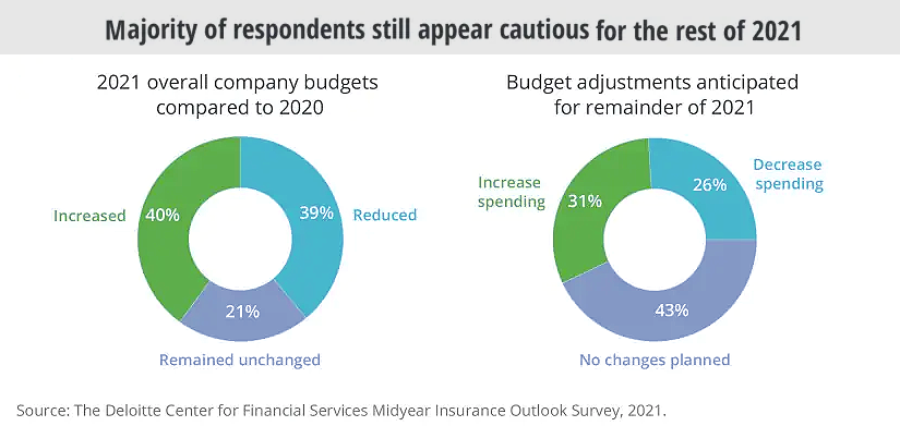 Insurance carrier budgets in US 2021 vs 2020